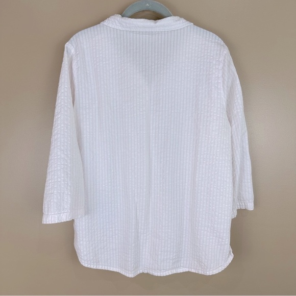 Appleseed's White Pink Striped Seersucker Shirt & Cropped Pants Set PM - Picture 6 of 13